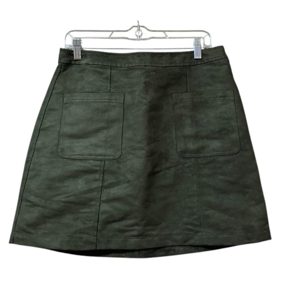 Old Navy Womens Mini Faux Suede Skirt Academia Size 10 Green Festival Boho Sexy